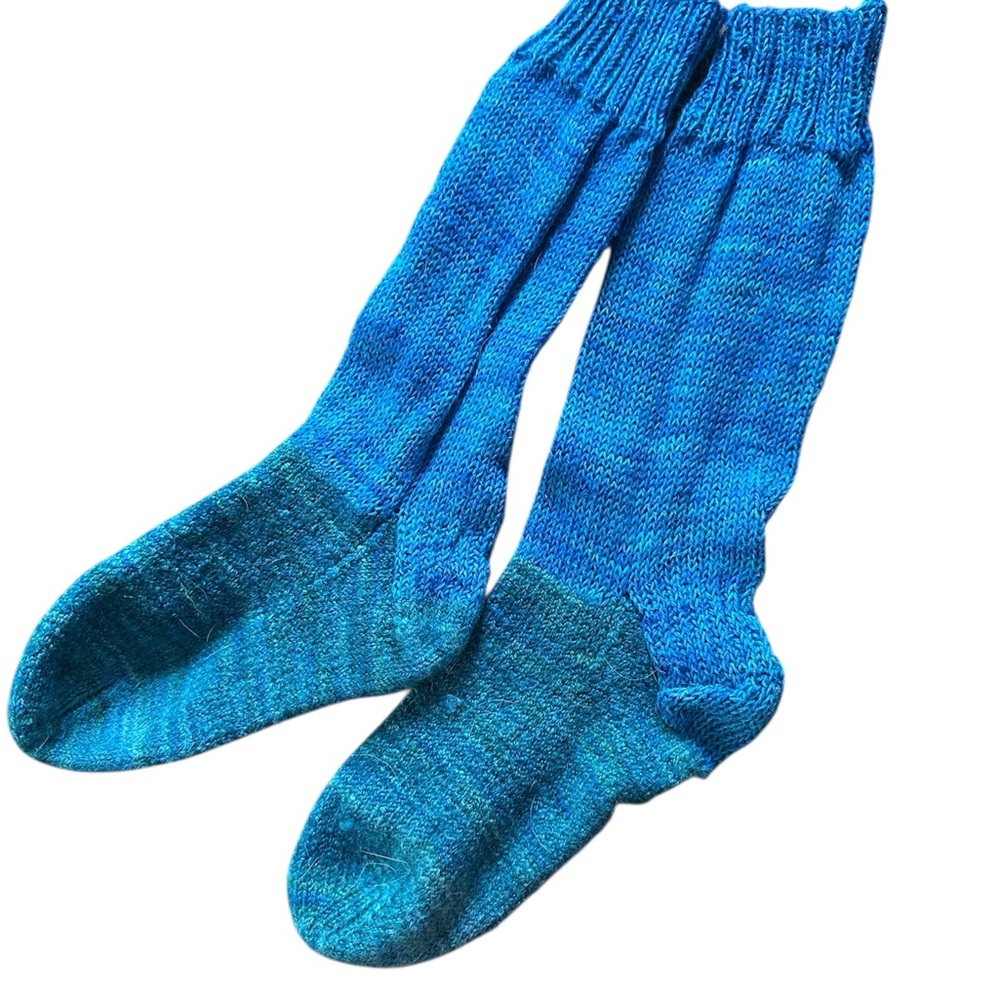 Handmade Handknit Merino Wool Worn Women’s Socks Sz M